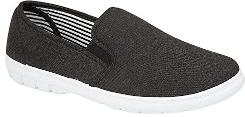 Mens Shoe Tree Brett Canvas Slip On Wider Fit Plimsoll Pump Trainer Slipper Deck Shoe Size 6-12