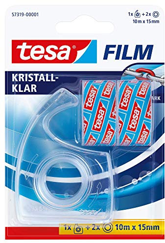 tesa tesafilm Handabroller, transparent, inkl. 2 Rollen tesafilm kristall-klar
