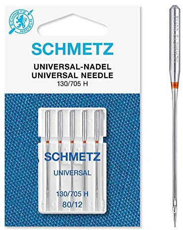 SCHMETZ | 5 Nähmaschinennadeln | Universal | 130/705 H | Nadeldicke 80/12 | auf jeder gängigen Haushaltsnähmaschine einsetzbar