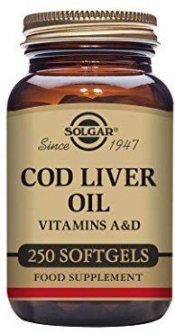 Solgar Cod Liver Oil Softgels - Pack of 250 - Premium Blend of Essential Fatty Acid - With Vitamins A & D - Supports brain, vision and heart health - Immunity Support - Gluten Free