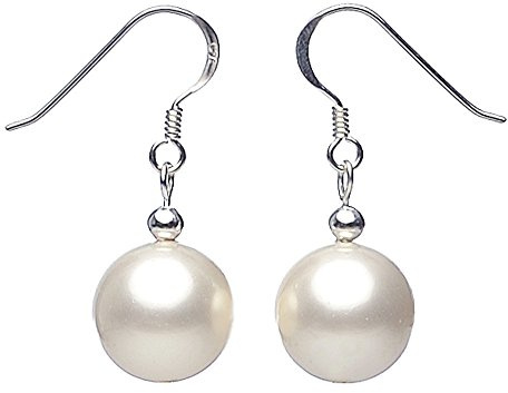 Ohrringe Ohrhänger Muschelkernperlen 10mm & 925 Silber weiÃŸ Ohrschmuck Perlen Damen
