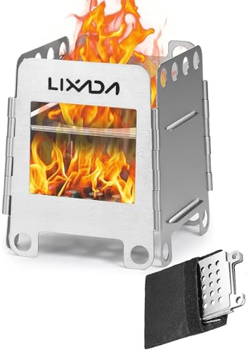 Lixada Campingkocher Holzofen Mini Holzvergaser Faltbar Tragbar Kompakt Hobo Kocher für Picknick BBQ Camping Wandern Reisen