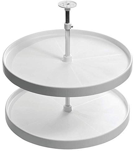 Gedotec 1 Set Vollkreis-Schwenkbeschlag Höhe: 592-657 mm | Drehteller höhen-verstellbar mit Tablarboden für Eckschrank weiß | Made IN Germany | Küchenschrank Drehbeschlag-Set mit Schwenk-Böden