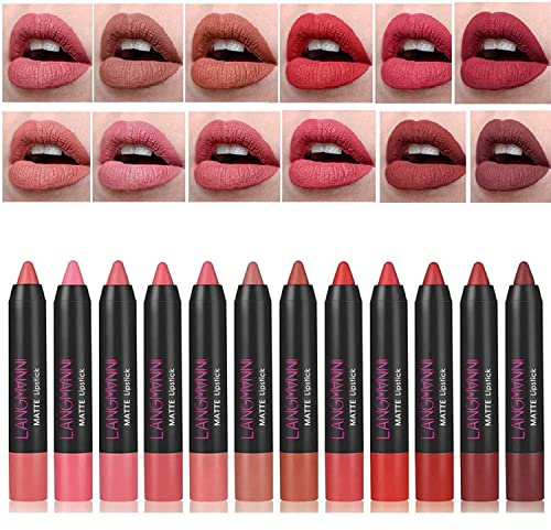 6 Farben Velvet Matte Crayon Lipstick Set, Lang anhaltender, nicht klebender, feuchtigkeitsspendender Lippenstift. 24 Stunden lang wasserfester Lippenstift