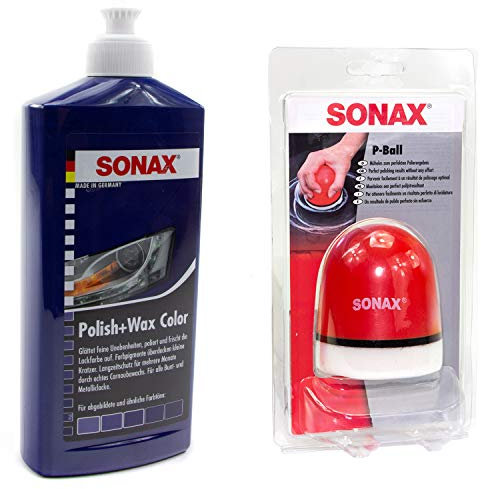 Politur Set Polish und Wax Wachs polieren Lack Color blau SONAX 500 ml + P-Ball Schwamm