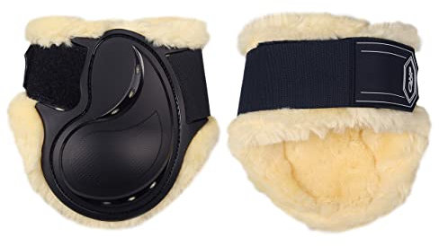 QHP Streichkappen Tario Kunstfellfutter Klettverschluss (Pony, schwarz)