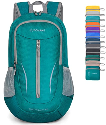 ZOMAKE Ultraleicht Faltbarer Rucksack Packbare Backpacks 25L,Kleiner Rucksäcke Wanderrucksack Wasserdicht für Damen Herren Outdoor Wandern(Seegrün)