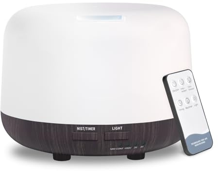 300ML Essential Oil Air Diffuser, Electric Aroma Diffuser with Remote Control, 4 Timers and 7 LED Color Changing Lights, Waterless Auto Off, Cool Mist Aroma Diffuser for Bedroom, Room, Home