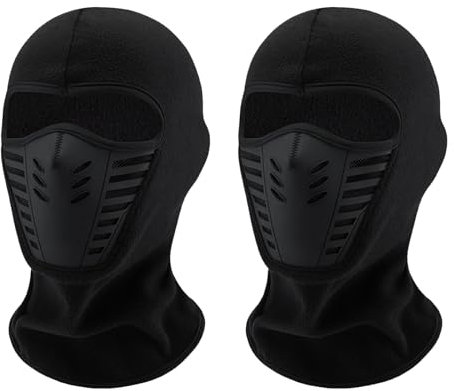 SKHAOVS 2 Stück Sturmhaube mit atmungsaktivem Mesh-Silikon-Panel, Sturmhaube für Herren und Damen, Winter Skimaske Balaclava, Warm Gesichtshaube Schwarz Vollgesichtsmaske, für Outdoorsports (Schwarz)