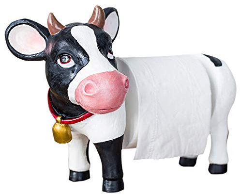 Klopapierhalter ohne Bohren Niedlicher Kuh-Papierhandtuchhalter, kreative Desktop-Dekoration, 2 Stangen lang und kurz, praktischer Komfort Toilettenpapierhalter