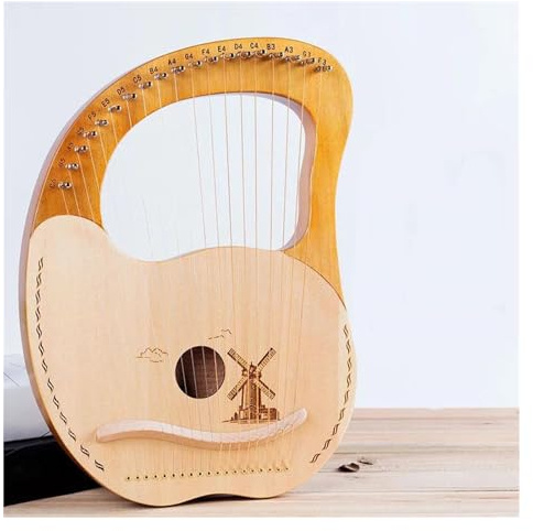 harfe instrument Traditionelle Lyra-Harfe Aus Massivholz 19 Saiten Professionelle Ethnische Instrumente Klassisches Instrument(Beach-Wood color)