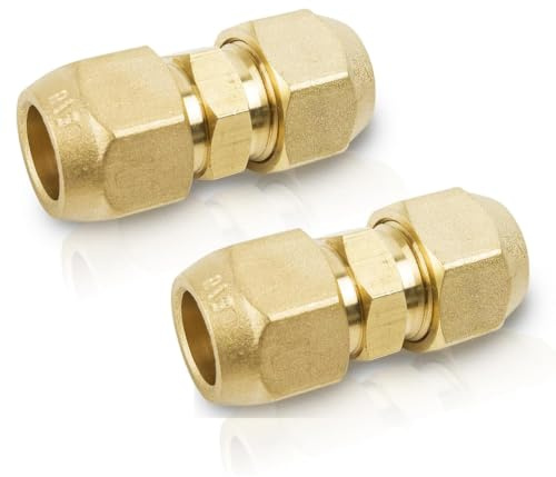 2pcs Raccords Doubles Pour Tuyaux En Cuivre, 1/4 Pouce Accessoires De Climatisation Double Mamelon Pour Tubes En Cuivre, Raccords De Climatisation Pas De Soudure Nécessaire Set D'Écrous Doubles