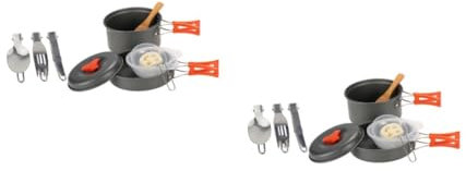 SUPVOX 2 Ensembles Pot De Camping en Plein Air Rechargeable Casseroles De Camping Bouilloire Poêle Chauffage Gadgets Trousse Accessoires De Camping Cuisine Tente Grey Alliage D'aluminium