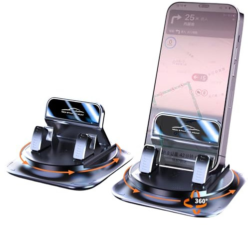 XYWCAI Soporte Movil Coche 360 Grados Giratorio Silicona Antideslizante Car Phone Holder Salpicadero, Porta Movil Coche Universal para iPhone Samsung Xiaomi Smartphones de 4 a 7 Pulgadas (Negro)