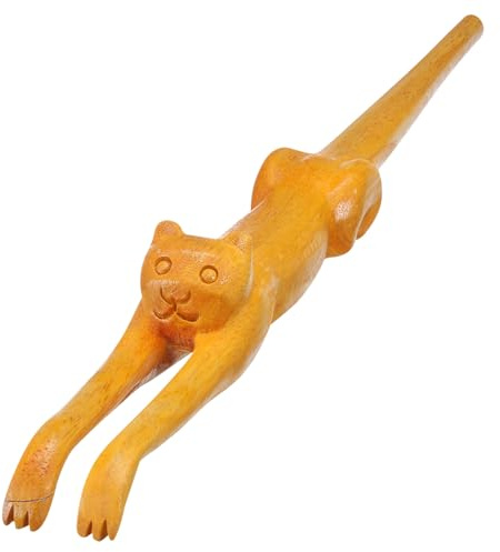 Diseño Rascador de Madera de Largo, Espalda, de Gato | Palo Picazón, Mango Alargado, Uso en Casa y Viajes de Negocios, Color Caqui