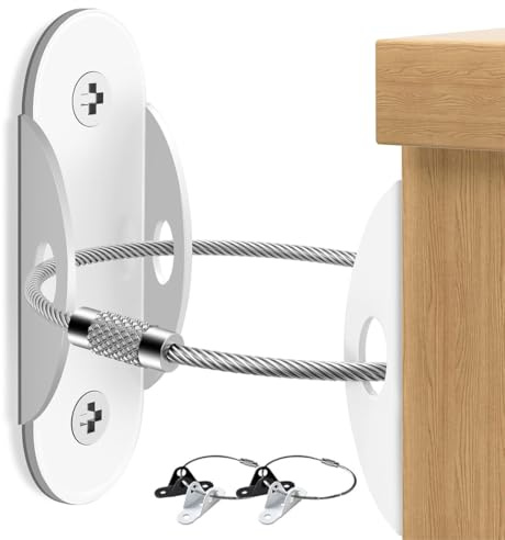 THQAE 6 Pcs Cinghie Antiribaltamento per Mobili, Anti Punta Ancoraggi Per Mobili Montaggio A Parete, Cinghia di Sicurezza Mobili in Metallo per Mobili, Armadi, Cassetti