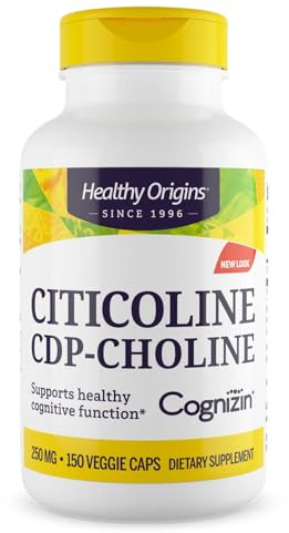 Healthy Origins Cognizin (Citicoline), 250 mg - Brain Supplement for Memory with Citicoline CDP Choline - Non-GMO, Vegan & Gluten-Free Supplement - 150 Veggie Capsules