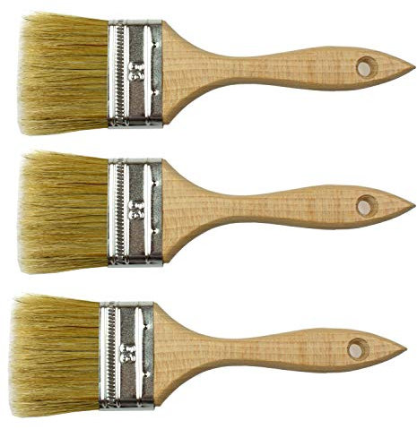 POL-BRUSH 3 Pinceaux à Peinture Professionnel Plat - Poils Naturels de Haute Qualité - Polyvalent - Lot de 3 - Taille 63 mm
