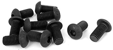 sourcing map 10stk. M10 x 20mm Schwarz Legierter Stahl Innensechskant Maschine Kopf Schrauben