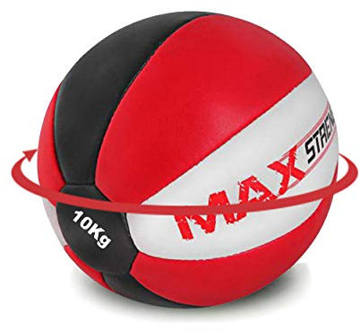 MAXSTRENGTH Max Strength Medizinball aus Maya-Leder, 8 kg/10 kg/12 kg, strapazierfähig, Fitness, Fitnessstudio, Training, 10 Stück