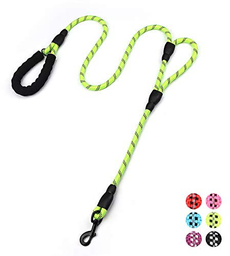 Plutus Pet Rope Dog Lead with Double Handles, 1.8m Long, Reflective | Soft Padded 2 Handles, Heavy Duty, Dual Handles Lead for Safety Training, for Medium Large Dogs, Green