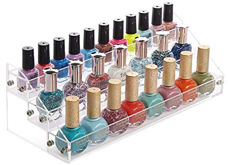 Acryl Nagellack Display 3 Ebenen Nagellackhalter - Transparent Nagellackständer für Nagellack, Lippenstift & Nagellackentferner