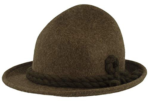 Breiter Original Herren Trachtenhut, Filzhut, Wanderhut Spitzkopf, 100% Wolle, schmaler Krempe & Wollkordel, DREI Farben