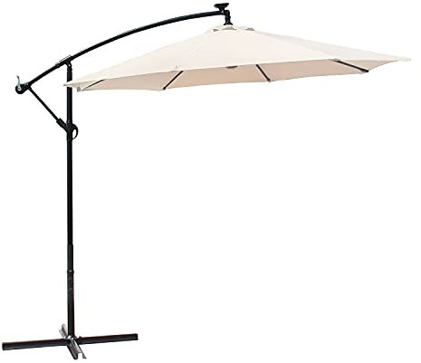M-TOP Ombrellone da Giardino 3x2.7 m ​decentrato Inclinabile Alluminio Struttura, Regolabile e Portatile, con Telo in Poliestere Impermeabile Arredo Piscina, Gazebo, Terrazze, Bar, Hotel, Balconi