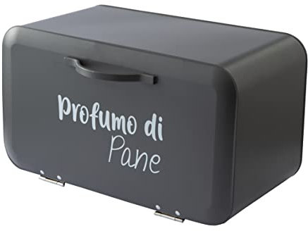 Baroni Home Portapane con Apertura Frontale e Chiusura Ermetica, Cassetta Pane Anti-Muffa in Metallo 34X19X17 cm (Grigio Antracite)