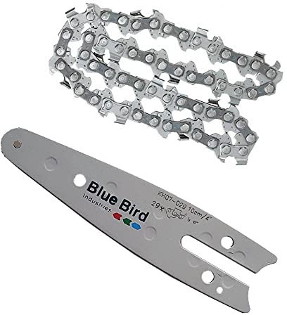 Set barra + catena per seghetto motosega da potatura CS 22-04 Blue Bird + Lama da 10cm - 4 - passo 1/4 - spessore 1.1 mm + Catena 29 maglie
