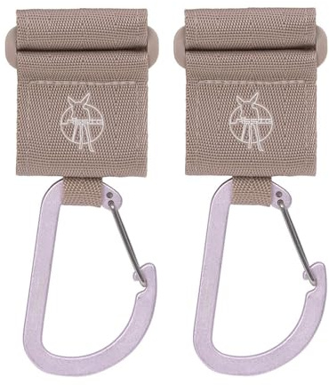 LÄSSIG Accesorio para cochecito (2 pcs.) Gancho de velcro Carabiner Gancho para cochecito Gancho para compras Metal/Stroller Hooks with Carabiner beige