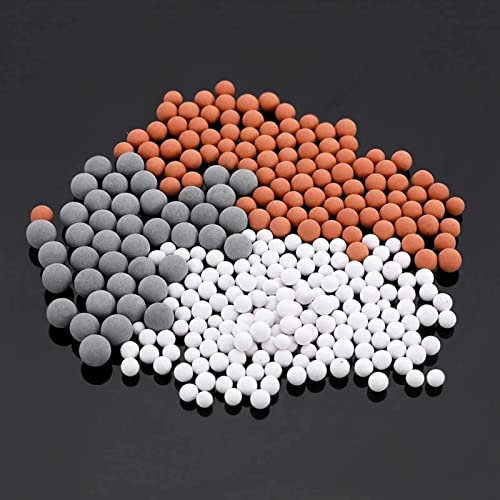 Perle de filtre de pommeau de douche ionique 500 g, Boule minérale ionique pommeau de douche en pierre, Filtration adoucissante de l'eau dure, Pierre bioactive de remplacement (3 ensembles)