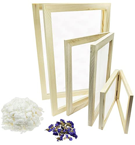 Cayway 6 Pack Holzpapierherstellung für DIY Trockenblumen Papier Handwerk, Enthalten 25 x 34CM, 19 x 25CM, 12.5 x 18CM Getrocknete Blumen Holzrahmen, Getrocknete Blumen für Bastelarbeiten