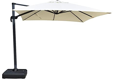 Cantilever Parasol 3m - Large Outdoor Umbrella | Waterproof | Free Arm & Tilting | Square Garden Parasol | Best for Patio (Black)