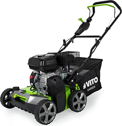 VITO Scarificatore a benzina con 212 cm³/5,4 CV – 45 l – Ventilatore per prato, rimozione muschio – 40 cm di larghezza di lavoro – motore a 4 tempi – potenza 4 kW – 17 coltelli