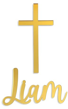 Personalisierte Tortendekoration zur Taufe Custom Name Charme & Kreuz Kommunion Cake Charm Topper Tortenaufsatz Babytaufe Erstkommunion Taufname Christening Konfirmation Kuchen Topper (Design 1)