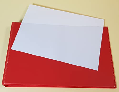 PS-Handelshaus Ringbuch A4 Rot Querformat Ordner mit Sichttasche | A4 Ordner in Rot Querformat mit starkem Drahtniederhalter & transparenter Einschubtasche auf der Vorderseite.