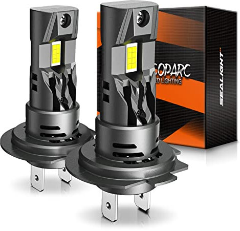 SEALIGHT H7 LED 110W 33000LM Lampadine,700% più luminoso 6500K bianco freddo, All-in-One Mini dimensioni H7 lampadine a LED con ventola, Plug and Play, sostituzione alogena, Confezione da 2
