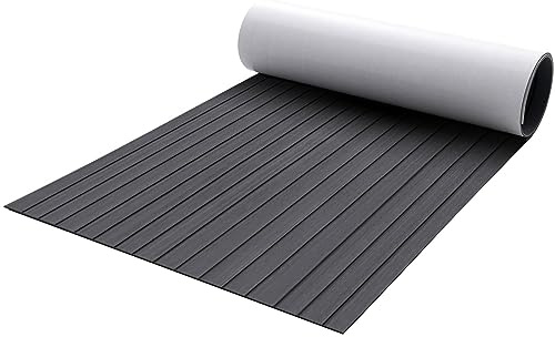 COSTWAY Boat Flooring EVA Foam, Self-Adhesive Non-Slip Marine Carpeting Mat, Faux Teak Decking Sheet for Yacht Kayak Motorboat Motorboat Swimming Pool (240 x 90cm, Dark Grey with Straight Seam Lines)