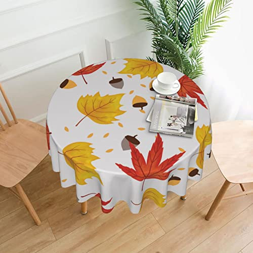 Runde Tischdecke, ölbeständige Tischdecke mit Ahornblättern und Tannenzapfen für Picknick, Camping, Party, Küche, Essen, 152,4 cm