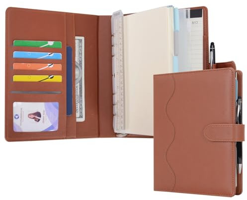 WASON Liniertes Tagebuch PU Leder A5 Nachfüllbares Papier Journal, Ringbuchordner Portfolio mit Schreibbrett Schreibblock Spiraltagebuch und Stift für Reise Geschäfts Schule Organizer (Braun)