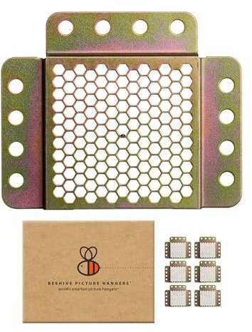 Beehive Picture Hangers | 38 Pcs Picture Hanging Hardware Kit | Fully Adjustable | for Wood Frames and Canvases on Drywall | 35 lb Capacity | Hangs 3 Frames