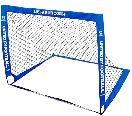 Euro 2024 4ft x 3ft Flexi Tor, offiziell lizenziert von Hy-Pro, tragbares Fußballtor für drinnen und draußen, Kinder und Erwachsene