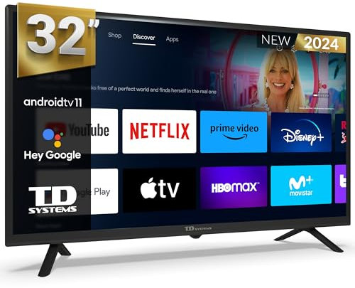 TD Systems - Smart TV 32 Pulgadas, Hey Google Chromecast, Television TDT HD, Android 11, Modelo 2024, Televisor con 3 años de garantía - PRIME32C19GLE
