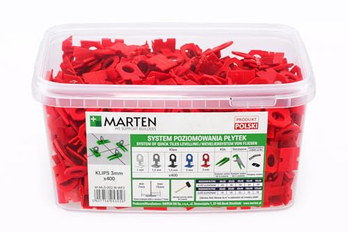 MARTEN Fliesen Nivelliersystem Clips Keile 1-3 mm Fliesen Leveling System Set Fliesen Nivellierclips Kunststoff Fliesenkeile & Fliesen Abstandshalter – Fliesen Verlegehilfe für Boden und Wandfliesen