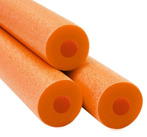 Chochkees Orange Pool Noodles (3 - Pack) Swimming Hollow Core Foam Tube, Floating Thick Noodles for Floating, Pool Accessories, 52 (3 - Pack)