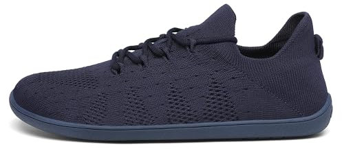 SAGUARO Unisex breda barfotaskor män barfota slip-on sneakers kvinnor andas lätta promenadskor GR.36–48, Mörkblå, 43 EU