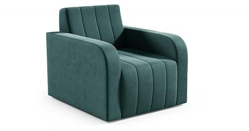 LIKMA Flaschengrün OTTO Samt Sessel Wohnzimmer mit Armlehnen, Modern Relaxsessel 78x85x85 cm Komplett Montiert Schlafzimmer Armlehnensessel Polstersessel Velvet Armchair Living Room Stoff Trinity 38