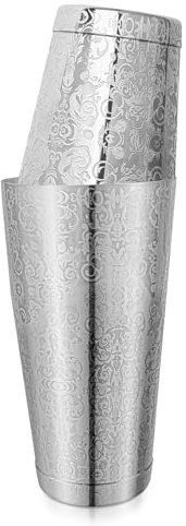 Ensemble shaker à cocktail en acier inoxydable, design gravé, acier inoxydable 304, style shaker Boston 532 ml et 800 ml (argenté, elf)