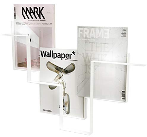 Suixtil Metall Eisen Magazin Rack Wand montiert hängende Rack als Magazin Rack Buch Rack Wand montiert dekoratives Design europäischen modernen Stil, schwarz(Weiß)